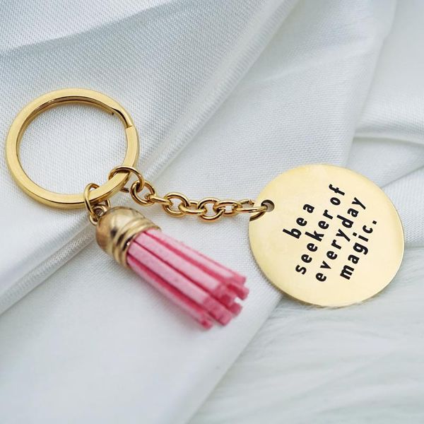 

keychains diy pink tassel charm keychain cute keyring engraved birthday gift, Silver