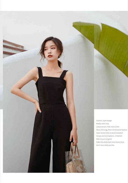 

two piece dress zawfl elegant women's suspender jumpsuit, sleeveless casual skydiving suit, open back, trousers, wide shoulder straps 2, White