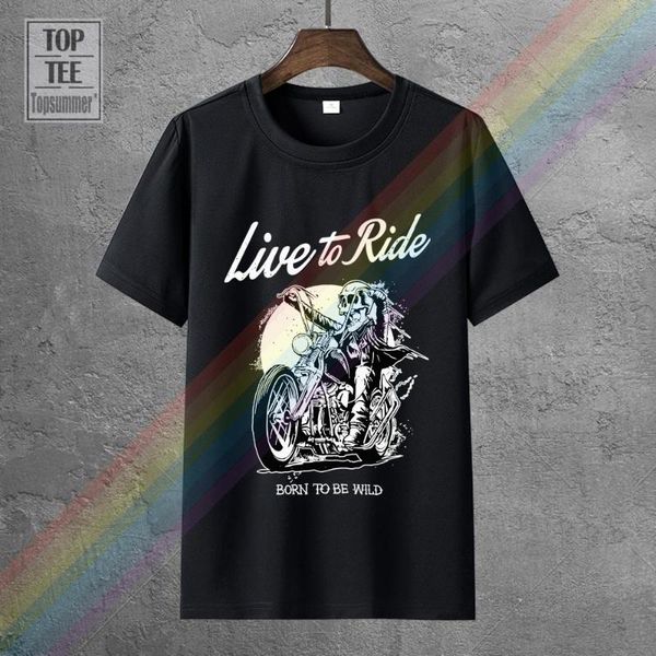 

men's t-shirts 2021 brand t shirt men fashion retro shirtsmens live to ride be wild biker motorcycle t-shirtcool tee, White;black