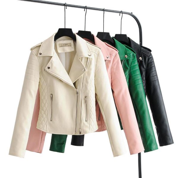 

women's leather & faux black jacket women vintage biker ladies winter coats punk white fall 2021