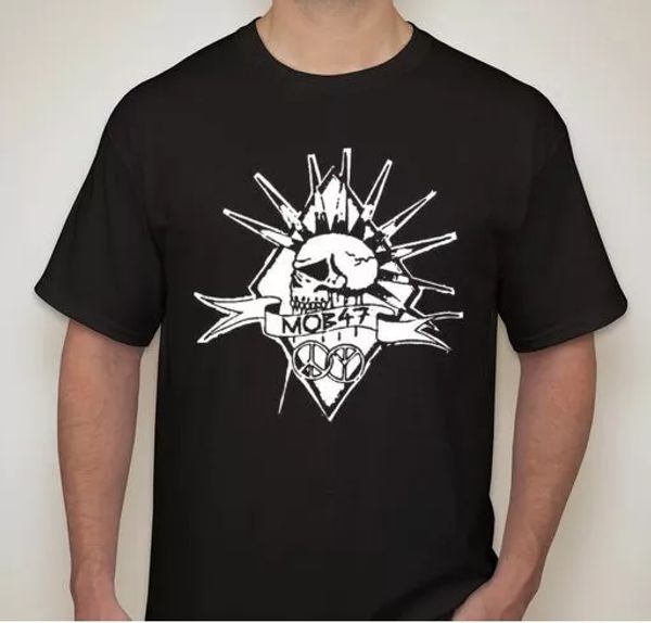 

MOB 47 mohawk skull Punk rock hardcore thrash band T shirt tee, White;black