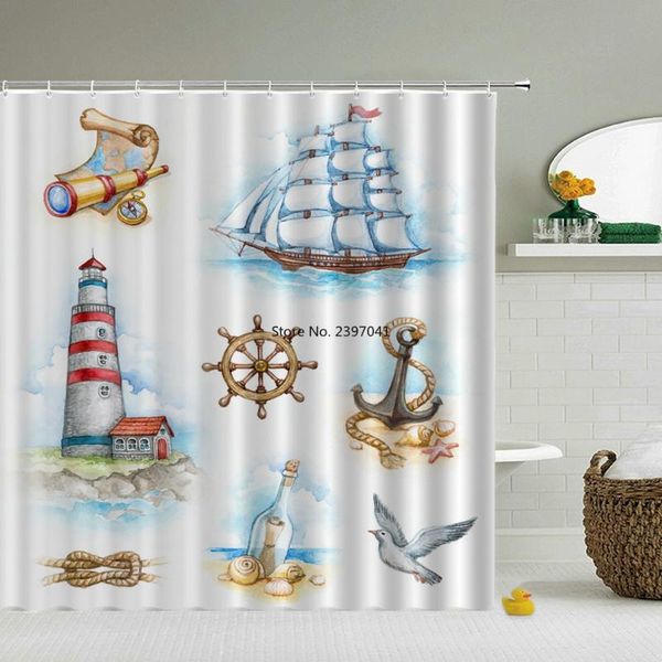 

shower curtains cartoon ocean beach shell waterproof bathroom curtain 3d printing decoration polyester cloth 180x200 bath screen