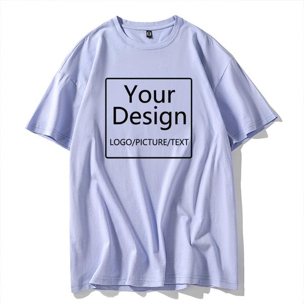 

women's t-shirt 100%cotton harajuku aesthetics tshirt custom print your own design logo/picture short sleeve casual couple oversize t-s, White