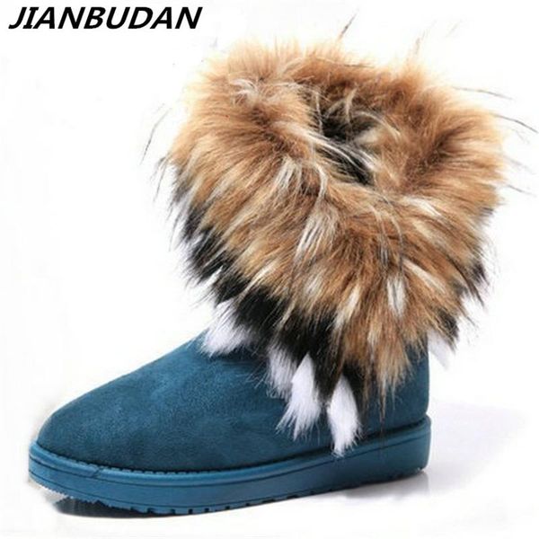 

boots high artificial fur women warm imitation flat snow winter plush cotton, Black