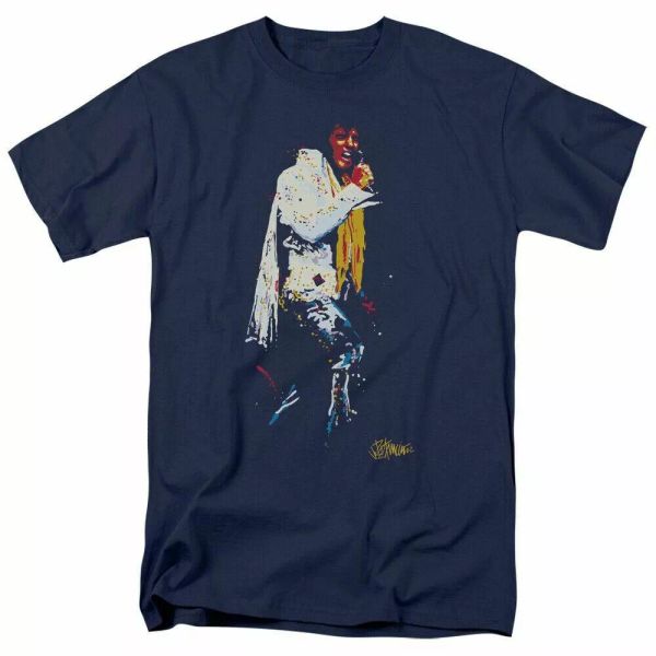 

Elvis Presley Yellow Scarf T Shirt Mens Licensed The King Tee Navy, White;black
