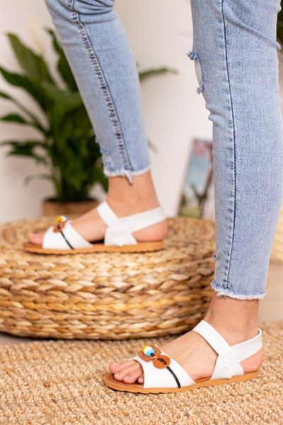 

sandals women's authentic thin elegant base wheel broken white, Black
