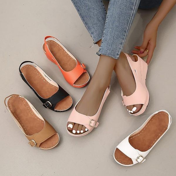 

sandals 2021 pearl platform wedges for women weave female causal high heels open toe comfort fish mouth shoes zapatos de mujer, Black