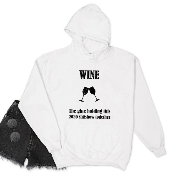 

women's hoodies & sweatshirts wine the glue holding this 2021 shitshow hoody funny definition of casual women jumper day drinking pullo, Black