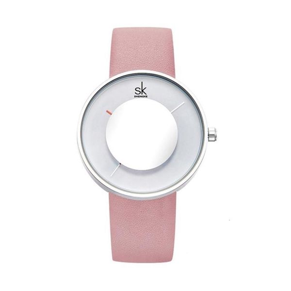 

7a+newwomen dress watches ladies creative mirror glass dial leather strap pin buckle quartz wristwatch christmas gift for women wristwatches, Slivery;brown