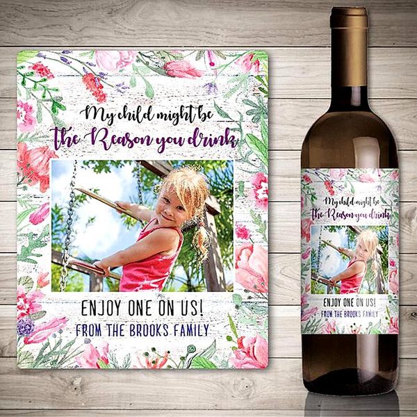 

wall stickers custom po appreciate children wine label,personalized idea bottle sticker,we drink and watch our kids grow,funny gift