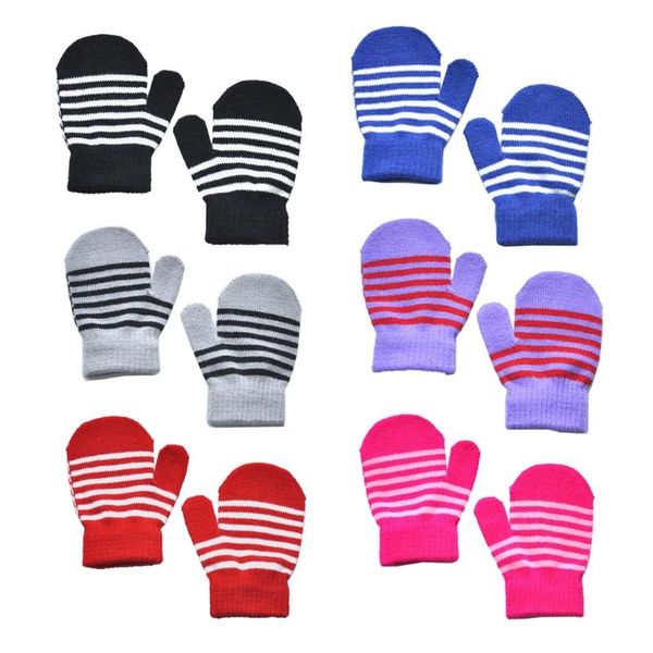 

children's mittens 1pair kids winter knitted glove with cute wool born snowdays fight warm for boys girls, White