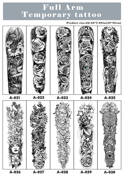 

metershine full arm waterproof temporary fake tattoo stickers of feature totem for men and women express body shoulder art (58cm x 17cm)