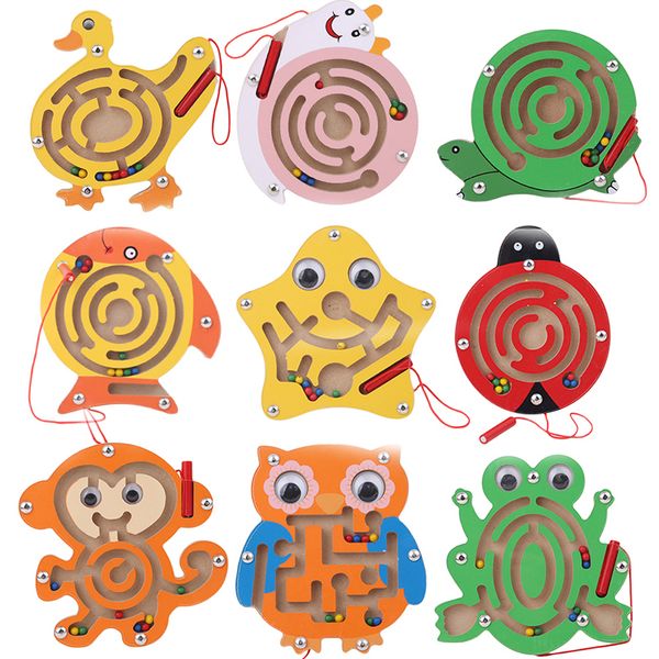 

Montessori Wooden Magnetic Maze Toy Cute Animal Monkey Wooden Toy Brain Teaser Track Jigsaw Puzzle Kids Early Educational Toys