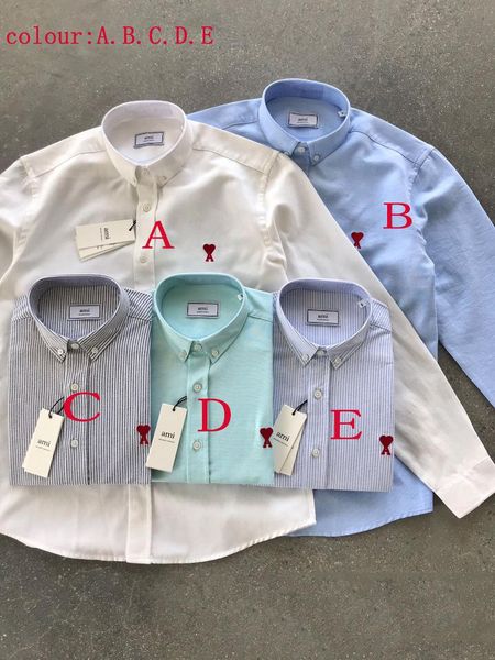 

men's casual shirts ami 2021 love cardigan long sleeve fresh sweet single breasted cotton solid color and women's shir, White;black