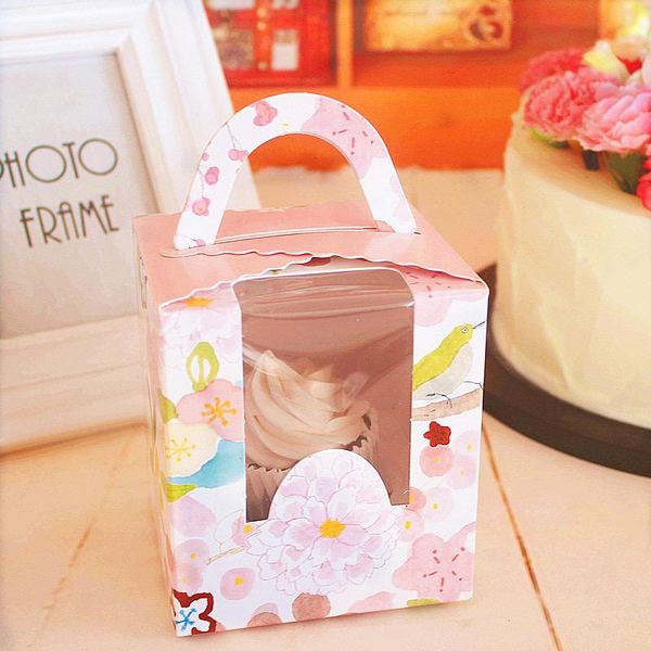 

gift wrap pink green cupcake boxes with clear window wholesale