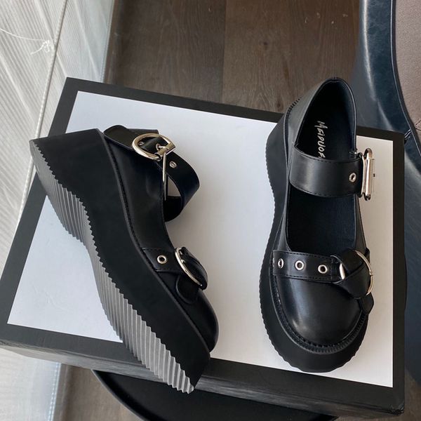 

sandals brand girl black buckle platform marry janes shoes women leisure comfy fashion great quality pumps