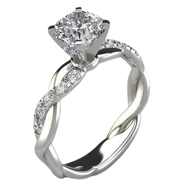 

Fashion Women Ring Luxury Crystal Zircon Engagement For Accessories Female Wedding Jewelry Gift Rings, Slivery;golden