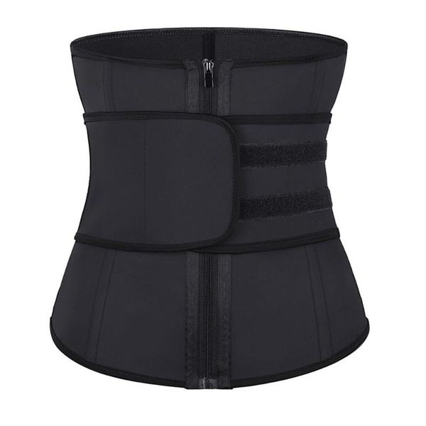 

women's shapers 100% latex waist trainer body with 7 spiral steel bones fitness zipper cincher slimming belt fajas, Black;white