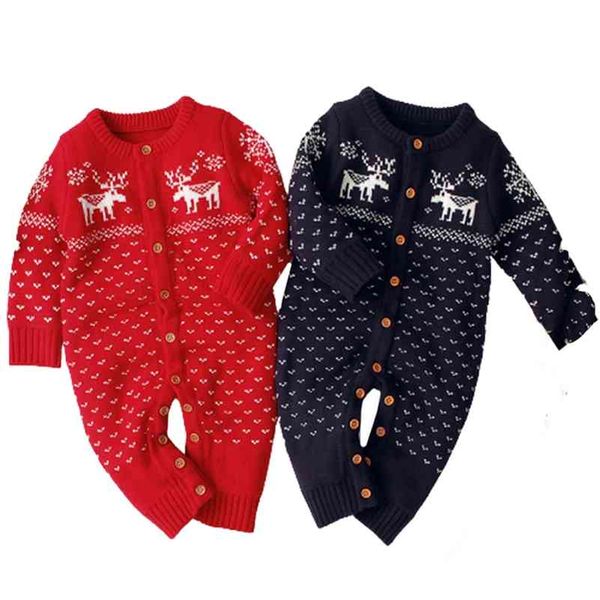 Born Pagliaccetto Autunno Inverno Natale Stampa cervo Tuta da bambina per vestiti unisex per bambini 0 3 24 mesi 210417