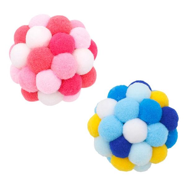 

pet toy fluff knitting cat ball built-in small bell s/m cute little doll blue pink puppy training indoor products toys