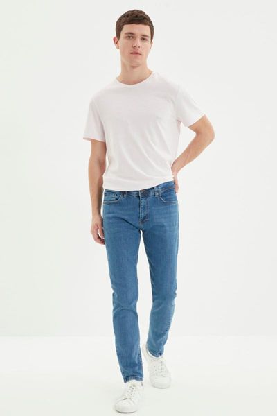 

men's jeans trendyol male slim fit tmnaw22je1232, Blue