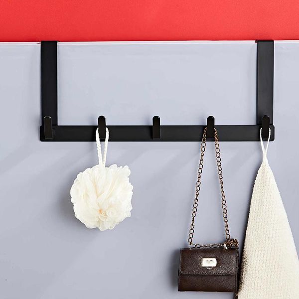 

hooks & rails good load-bearing door rear hook 5 hanger clothes towel coat bag organizer stainless steel home storage rack