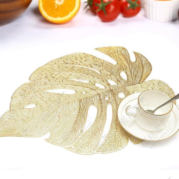 

mats & pads 6 pcs hollow leaf placemat for kitchen pvc table mat decorative pad simulation leaves coasters home decoration dinner