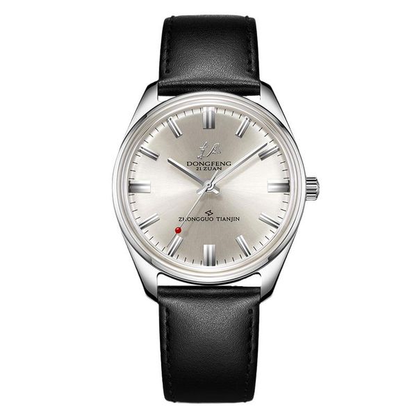 

wristwatches tianjin watch retro automatic mechanical minimalist bauhaus st16 movement fashion business men's chinese, Slivery;brown