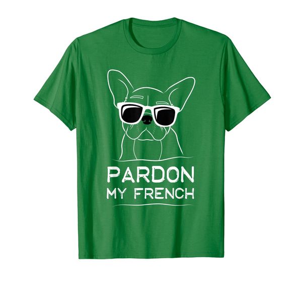 

pardon my french t-shirt frenchie bulldog, White;black