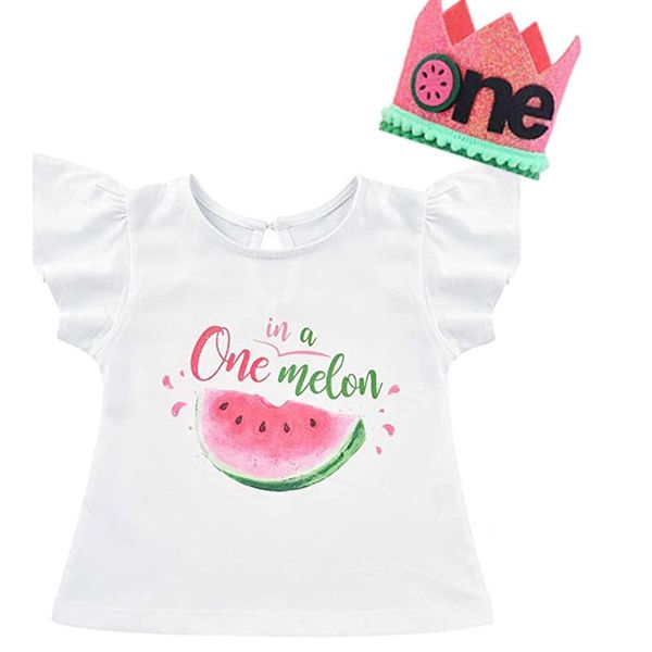 

party decoration one in a melon watermelon summer fruit themed boy girl first 1st 1 year old birthday crown t shirt po props