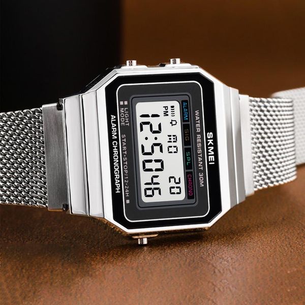 

satch mens women watches sport digital men wristwatch slim dial design waterproof male female watch reloj 1660 wristwatches, Slivery;brown