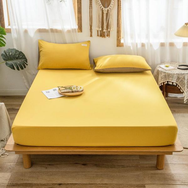 

sheets & sets solid color sanding thickening fitted queen size double bed sheet with elastic band home soft mattress cover cases