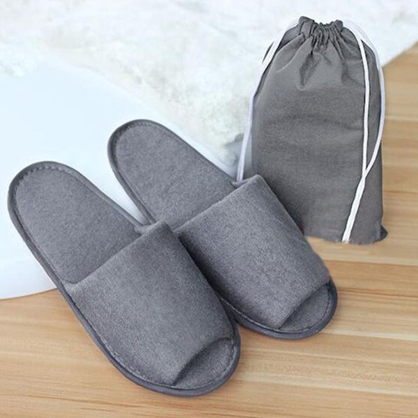 

slippers 1 pairs el travel spa disposable party sanitary home guest use fluffy simple toe men women, Black