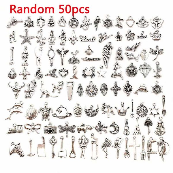 

charms 50 pcs/set lots tibetan silver plated mixed styles star heart butterfly charm pendants diy jewelry for necklace bracelet, Bronze;silver