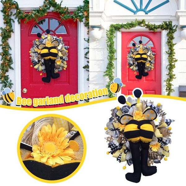 

home decor decoration simulation leaf bee sunflowerwreath artificial garland hanging pendants wedding wreath #yl10 decorative flowers & wrea