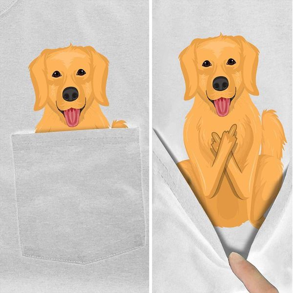 

men's t-shirts cloocl funny white pure cotton t-shirt pocket golden retriever printed short sleeve fashion cool shirts harajuku casual, White;black