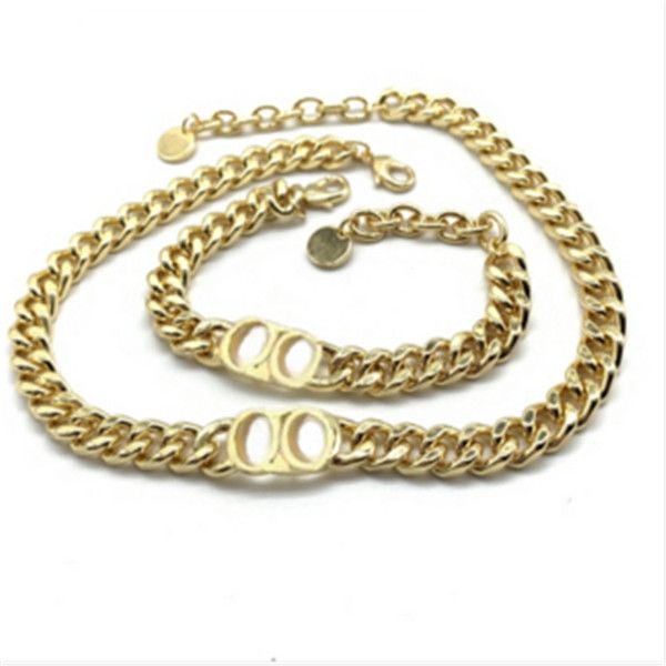 

fashion stainless steel letter 14k gold cuban link chain necklace bracelet for mens and women party lovers gift hip hop jewelry with box, Black