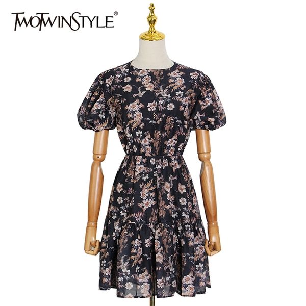 

backless print summer dress for women o neck short sleeve high waist vintage dresses female fashion clothing 210520, Black;gray
