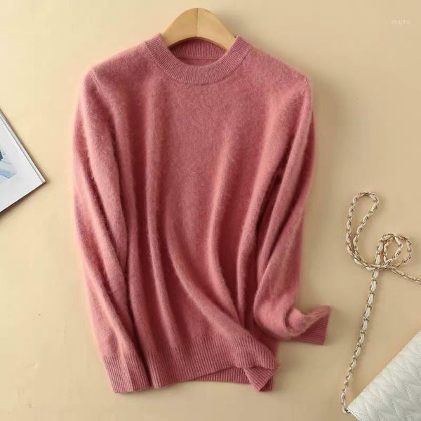 

women's sweaters winter women sweater o-neck knitted pullover 100% mink cashmere jumper female solid color soft super warm s-3xlkeep, White;black