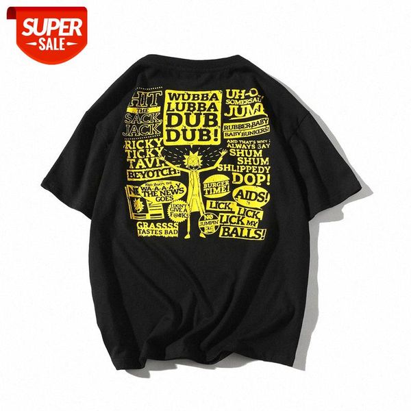 

summer short-sleeved back creative pattern printing loose casual t-shirt for men #tu6h, White;black