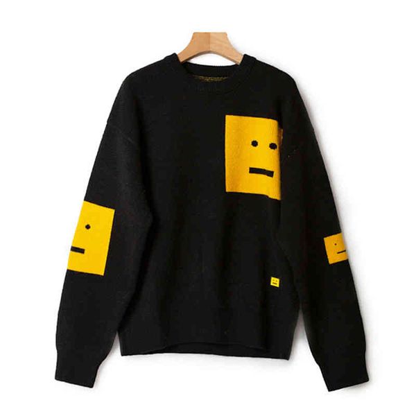 

black crew neck sve sweater, loose, casual, long sve, autumn, 2021, White;black