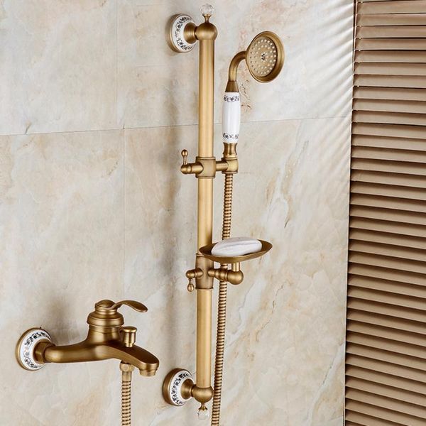 

bath shower set with sliding bar wall mounted tub faucets dual handle cold water mixer portable bathroom sets