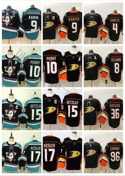 

2019-2020 stitched anaheim blank 8 selanne #9 kariya #10 perry #15 getzlaf #17 kesler black orange hockey jerseys custom ducks, Black;red