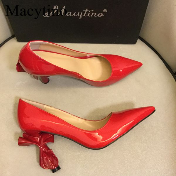 

dress shoes red black shiny leather basic pumps stylish design strage heel pointed toe ladies high heels women bpze