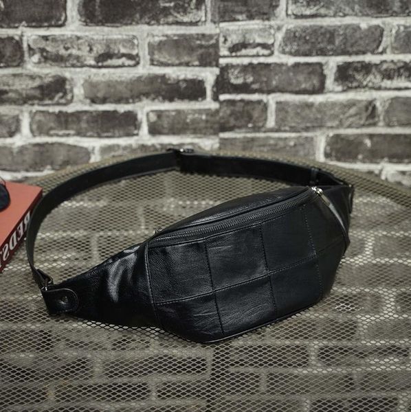 

men handbag outdoor sports fitness leisure shoulder bags simple stitching leather cycling bag multi-functional check pattern mens shoulders