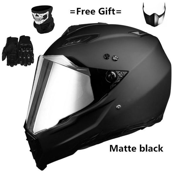 

motorcycle helmets cross motorbike helmet - motocross for dirt bike atv off road with dot certified (matte black) silver lens
