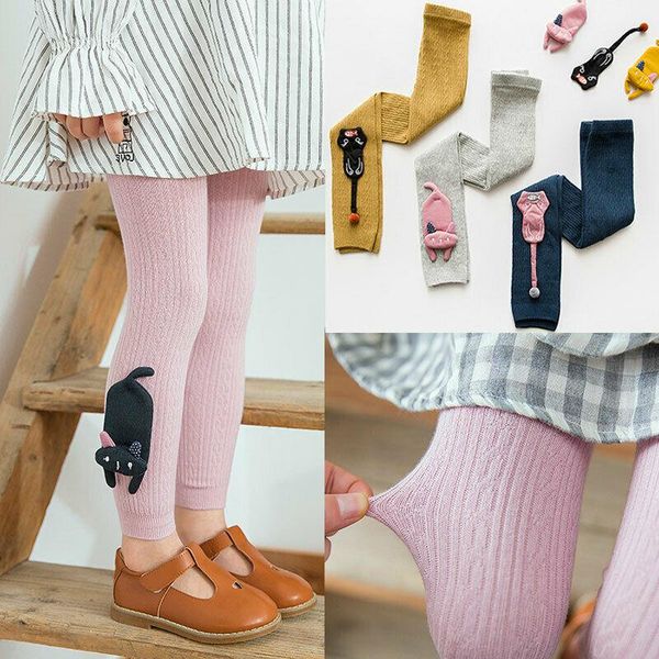 

footies toddler infant kids baby girls cotton warm pantyhose stockings tights cartoon cat princess elastic winter cute 1-8year, Blue