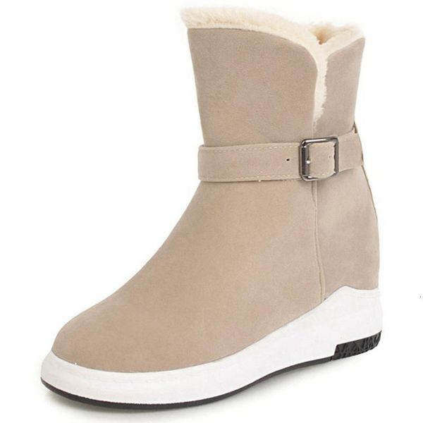 

boots ribetrini big size 33-43 women winter snow shoes thick sole flat with height increasing plush warm fur xmr5, Black