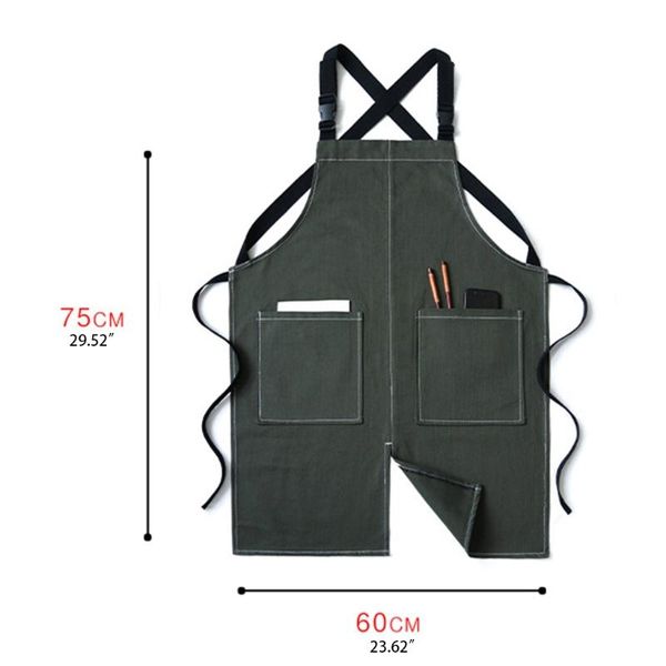 

aprons canvas denim apron cross back adjustable chef multi-pocket sleeveless