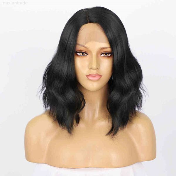 

wig female short curly t-type lace chemical fiber heaear wig, Black